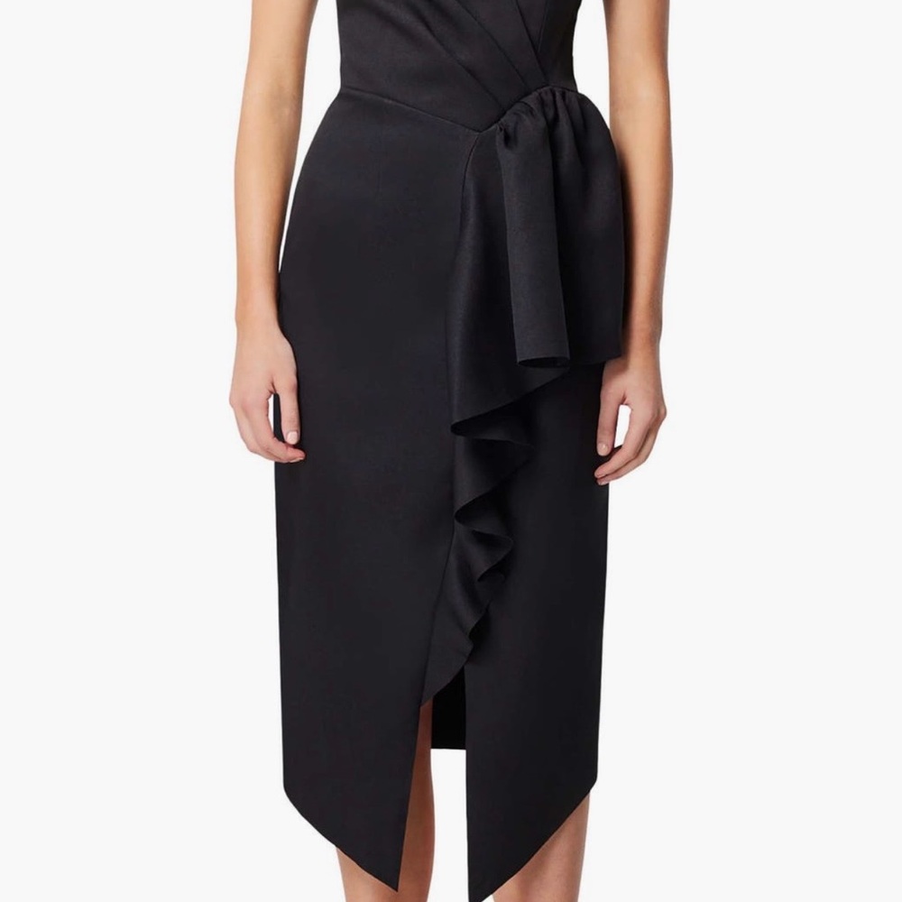 Elegant Black Ruffle Midi Dress